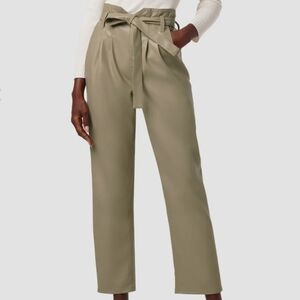 HUDSON REMI Chinchilla Faux Leather High-Rise Paperbag Beige Pants NWT Size 25